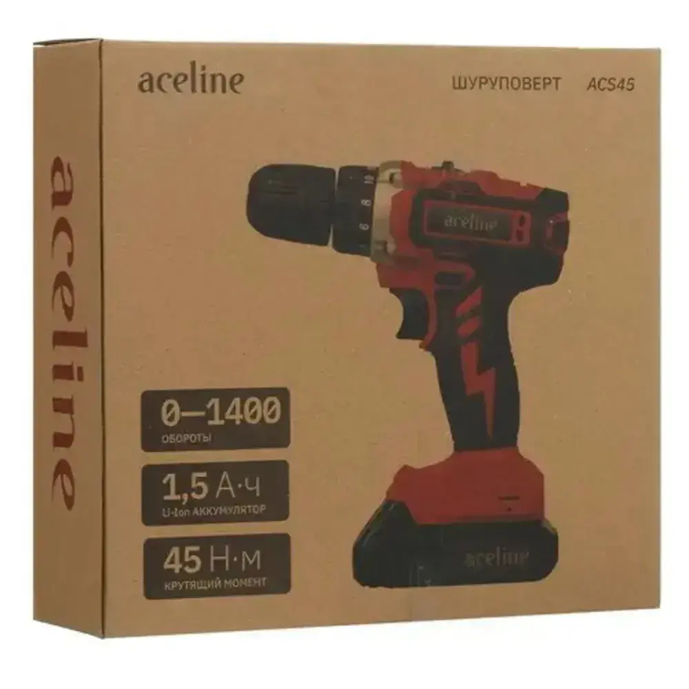 Аккумуляторная дрель-шуруповерт, щеточная, 45 Н м, Li-Ion, 1.5 А*ч, кейс
