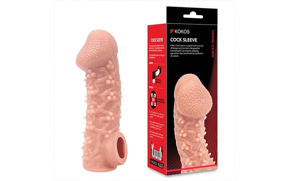 Насадка на фаллос с узором из мелких шариков и отверстием для мошонки COCK SLEEVE CS.009 Large