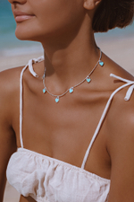 Колье "Хати" с ювелирной эмалью лазурного цвета