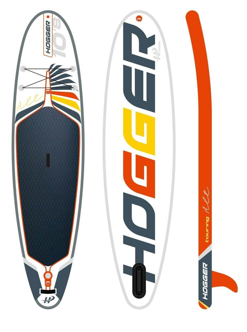 SUP доска HOGGER Touring 10.8" надувная прогулочная, drop-stich двухслойная технология оранжевый/белый