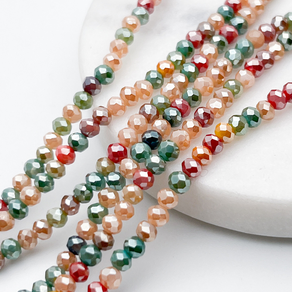 Бусины стекло с огранкой, цвет микс, размер 3,5*4 мм, цена за нить 38 см