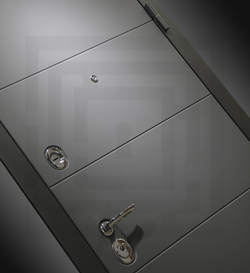 Входная металлическая дверь с зеркалом Лабиринт ART(АРТ) графит 19 Грей софт
