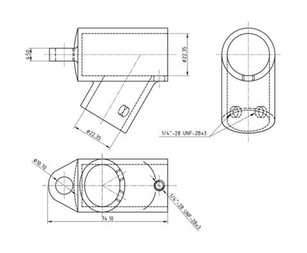 Тройник леера 7/8" (22,2 мм), 60 град с петлей
