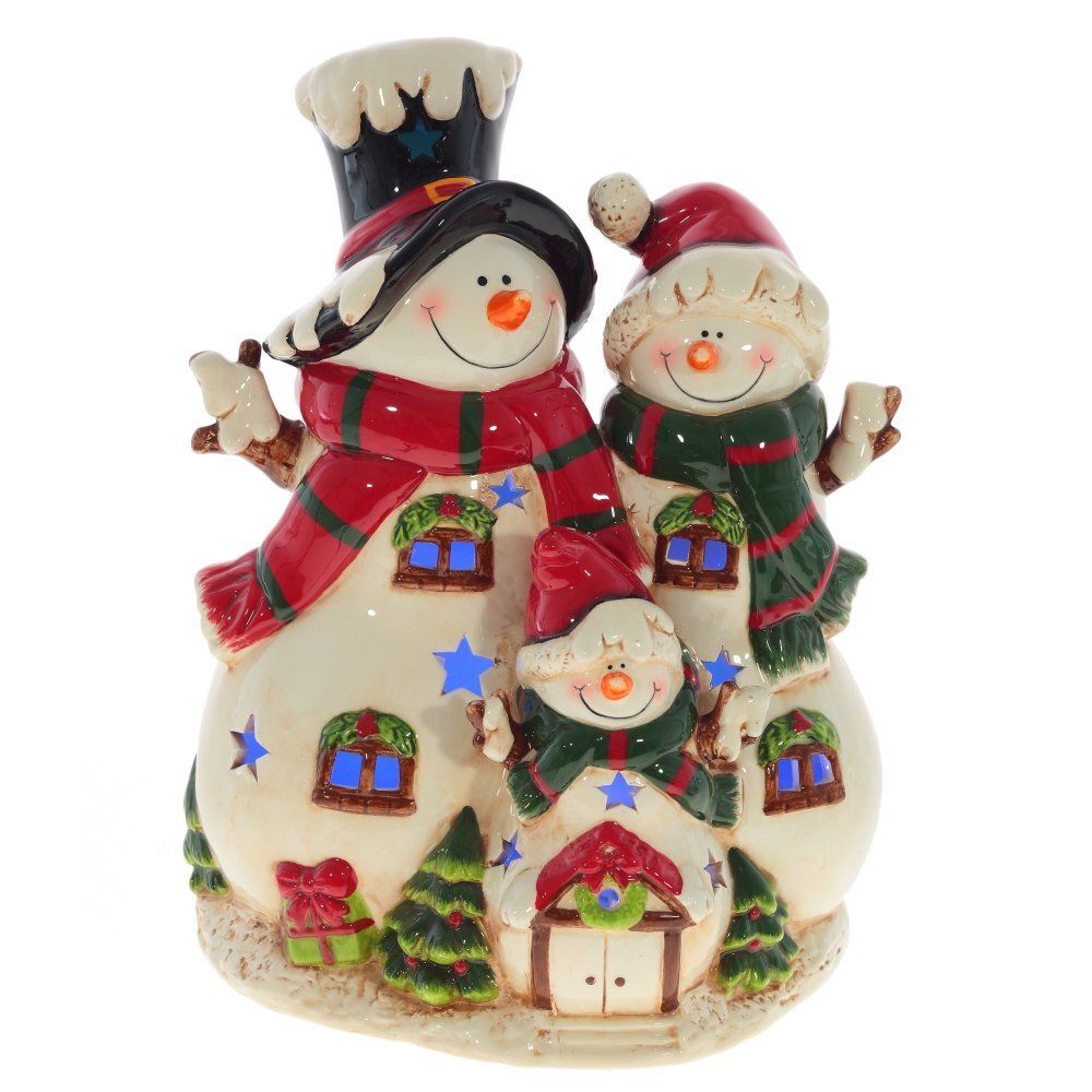 GAEM Фигурка декоративная "Снеговики" с подсветкой, 2 режима (цвет и жёлт), L24 W17 H31 см