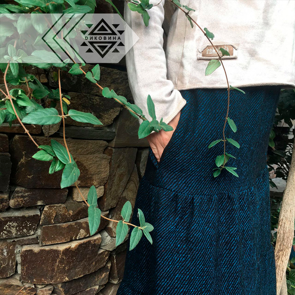 Длинная шерстяная юбка (темно-синий)