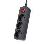 Сетевой удлинитель Perfeo с кнопкой POWERMATE PF-PM-3/1,8-B, 1,8м, 3 розетки, черный