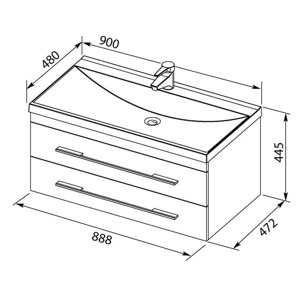 Тумба с раковиной Aquanet Нота NEW 90 венге