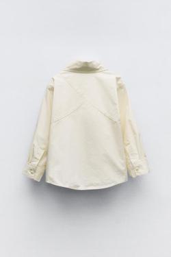 ZARA РУБАШКА С КАРМАНОМ, ЭКРЮ