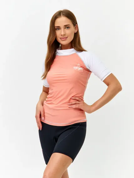 Футболка рашгард Sargan Агидель UPF 50+ женская св.персик/белый