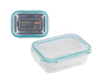 контейнер MALLONY Diafano 0,65л 17,6х13,1х6,5см прямоуг. жаропр.стекло,пластик,силикон