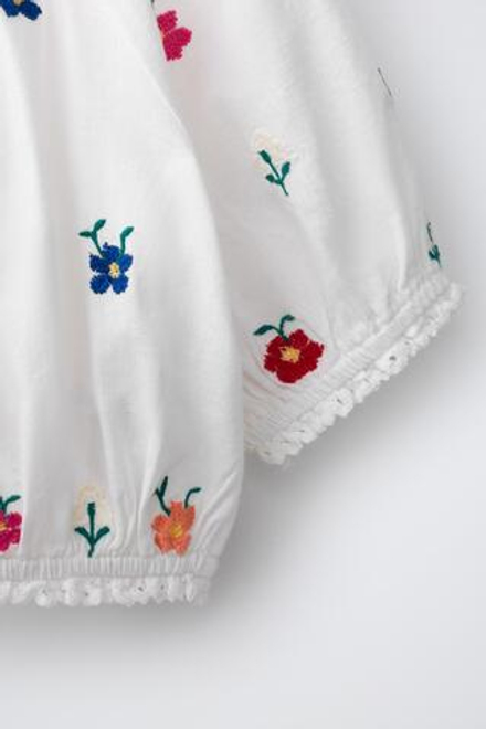 ZARA БЛУЗА ИЗ ТКАНИ С ВЫШИВКОЙ, РАЗНОЦВЕТНЫЙ
