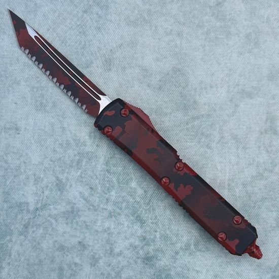 Нож Microtech Ultratech Red Camo Cerakote T/E Tanto Serrated 123-3RCS