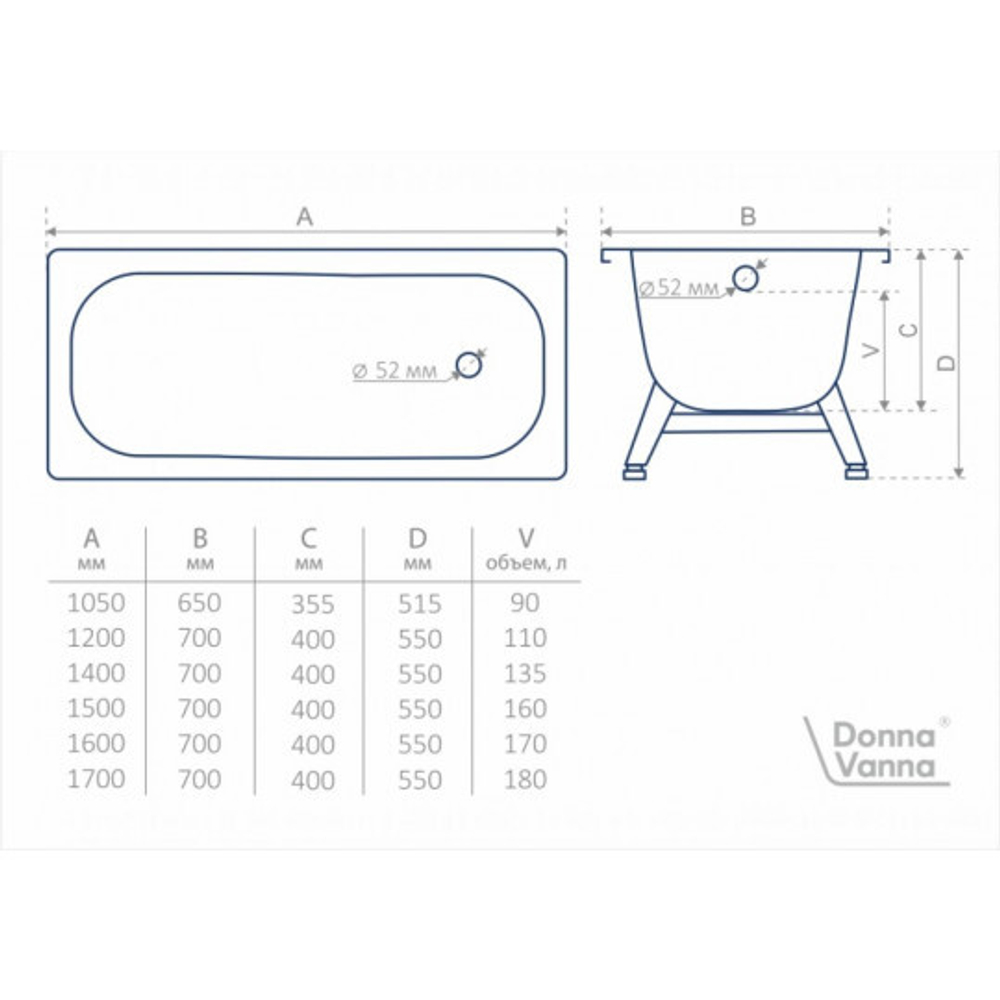 Ванна Донна 1,7м.