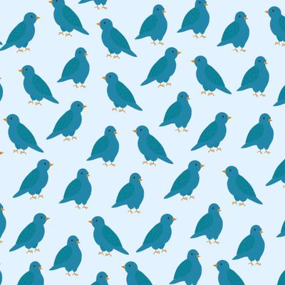 Синие птички на голубом фоне. Универсальный  принт