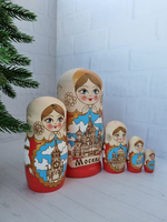 Матрешка Москва жжёнка 5 мест 18см