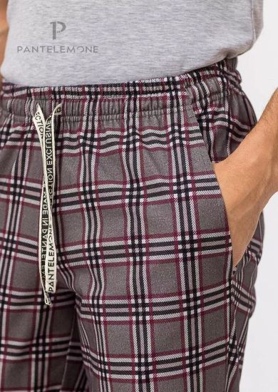 Брюки мужские Pantelemone PDB-164, клетка серая/бордовая
