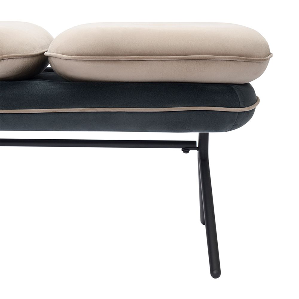 Банкетка Pea, велюр, бежевая/темно-серая