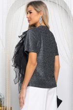 Блуза праздничная трикотажная Риана (серая) Б14617-5М LT Collection