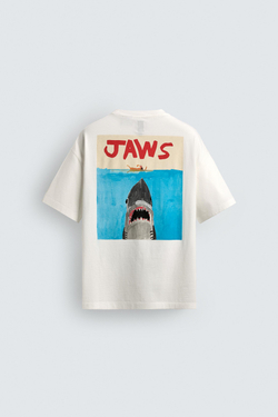 ZARA X DYLAN´S T-SHIRT CLUB ФУТБОЛКА С ИЛЛЮСТРАЦИЕЙ JAWS© UCS LLC AND AMBLIN, БЕЛЫЙ