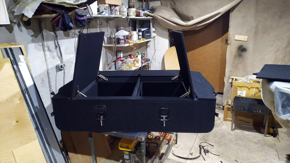 Органайзер в багажник для Toyota Land Cruiser 200 (2 выдвижных ящика с замками, спальник)