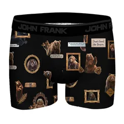 Мужские трусы боксеры черные с принтом JOHN FRANK JFBD377-BEAR