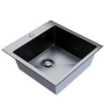 Мойка настол.монтаж 50х50 (3,0) вып 3 1/2  MIXLINE ПРО С ФАСКОЙ 20см с сиф (черн. графит НАНО декор)