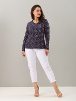 Лонгслив ЛНкл-080/синий-краснаяветочка