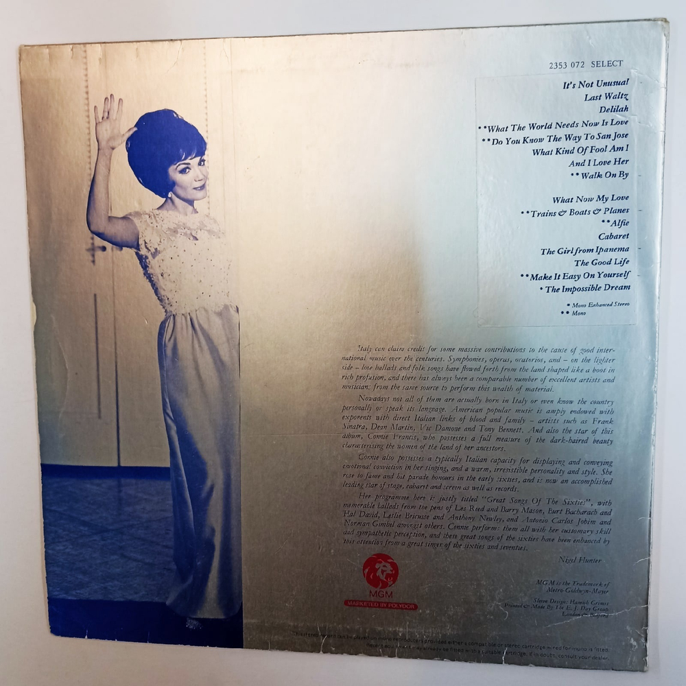 Connie Francis Great Songs Of The Sixties (UK 1973)