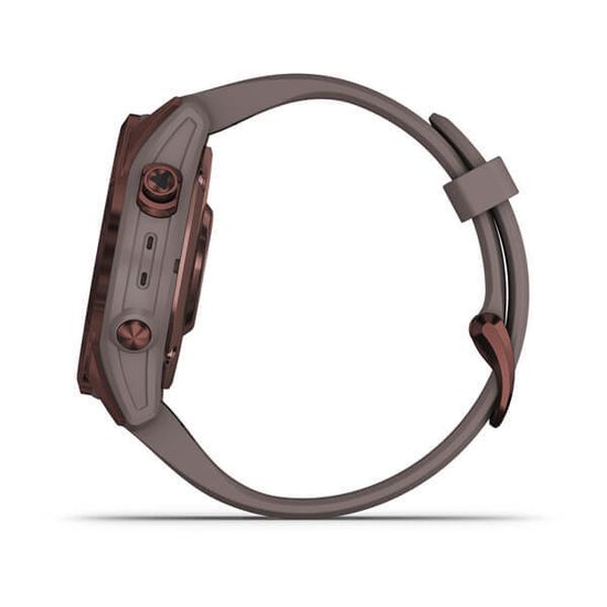 Умные часы Garmin Fenix 7S Sapphire Solar титановый темно-бронзовый с сланцево-серым силиконовым ремешком