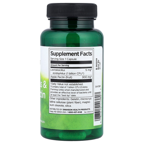Swanson, ацидофильные бактерии с яблочным пектином, 90 капсул