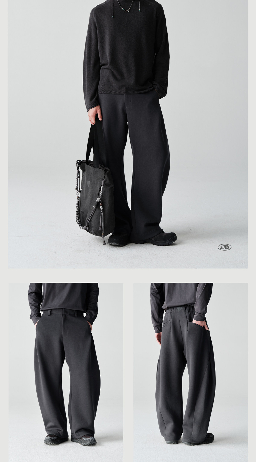 Брюки Nothomme Blue Cotton Pleated Structure Far-Infrared Heating Warm Oversized Curved Trousers 2026 Spring 5A Antibacterial Sweatpants Men