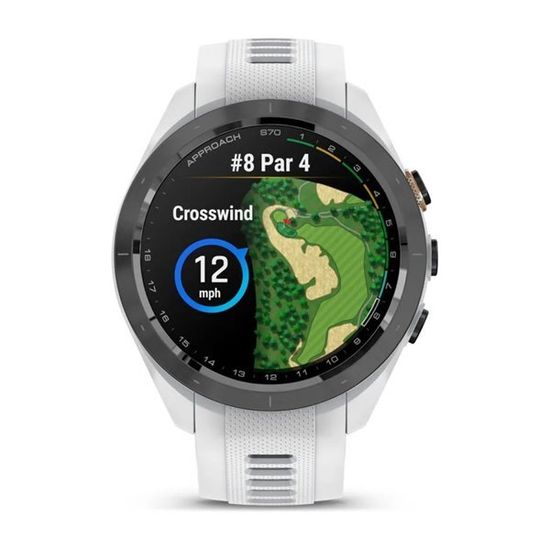 Умные часы Garmin Approach S70 (42 мм) с черным керамическим безелем и белым ремешком