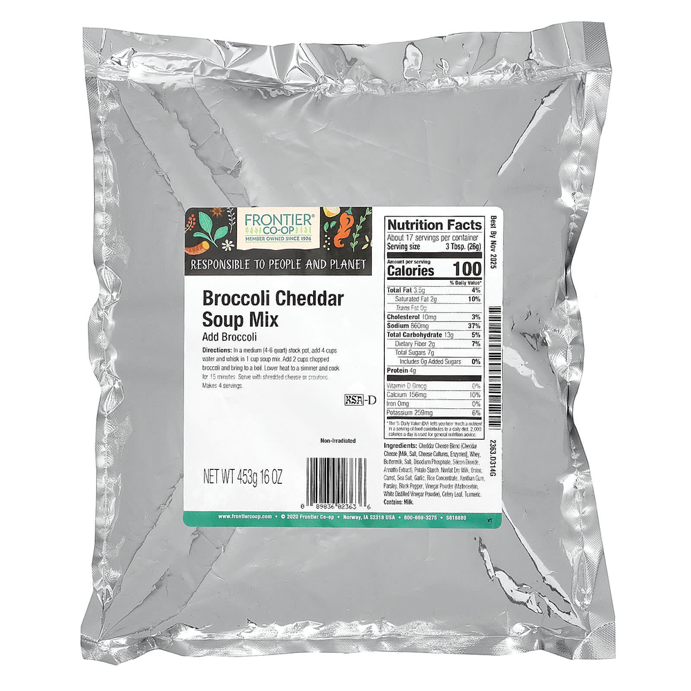 Frontier Co-op, смесь для супа с брокколи и чеддером, 453 г (16 унций)