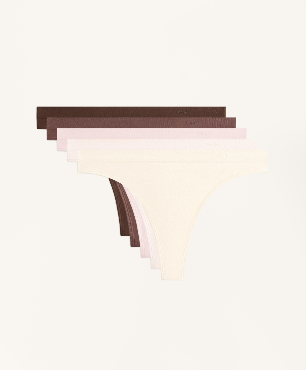 OYSHO Набор из трех трусиков-стрингов бесшовных мягких на ощупь, ванильный