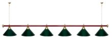 Лампа STARTBILLIARDS 6 пл. (плафоны зеленые матовые,штанга синяя,фурнитура золото)