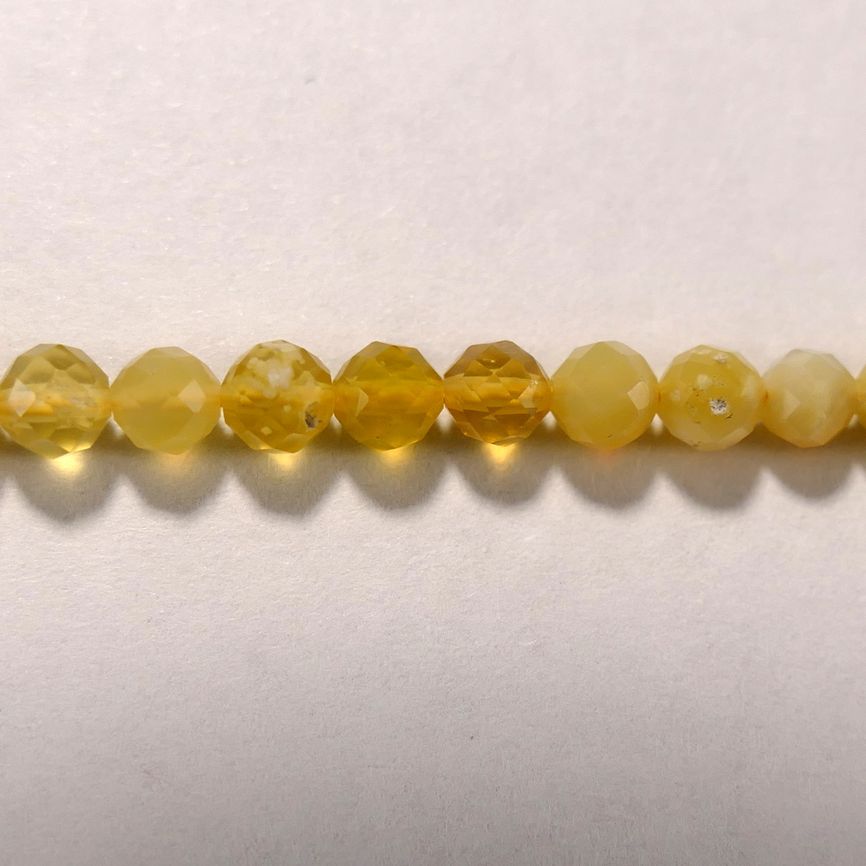 Бусина из опала желтого, фигурная, 4 мм (шар, граненая)