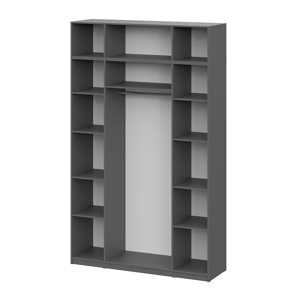 Шкаф с антресолью (9 полок + штанга) ШК 5 (1600), Графит