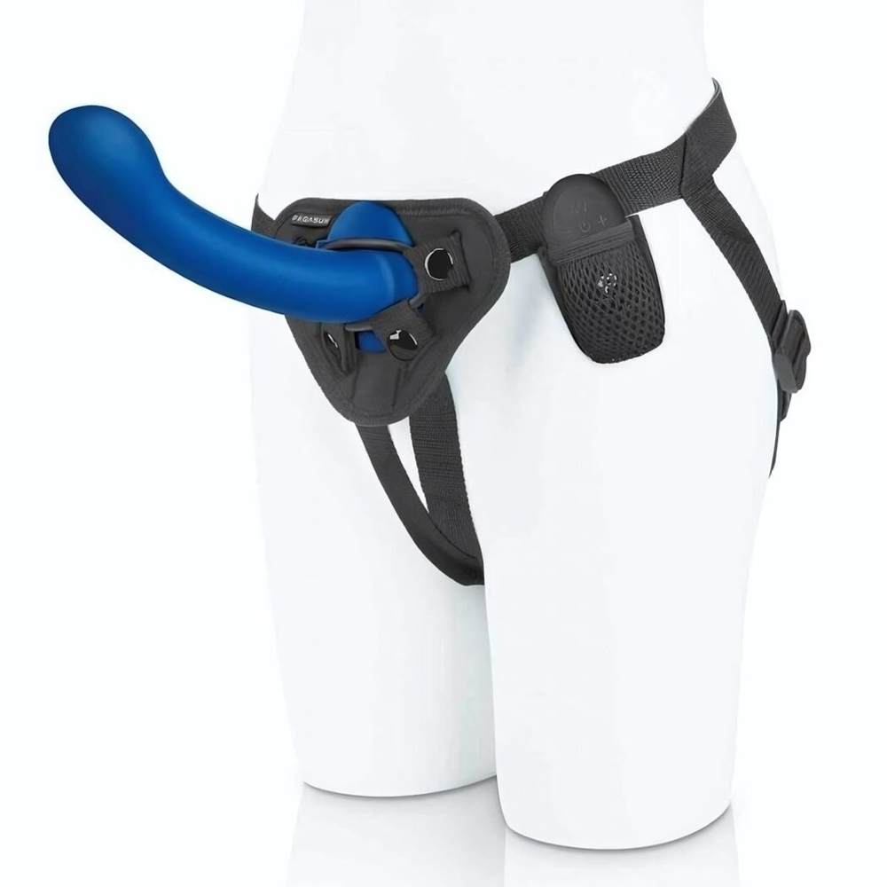 Синяя насадка Remote Control P-Spot G-Spot с черными трусиками - 20 см. (Цвет: синий с черным)