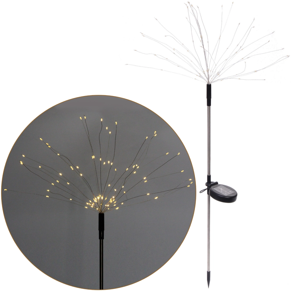 Светильник на солн.батарее «Одуванчик» 62 см (штекер), 25 нитей, 90 ламп, 8 реж., Теплый белый