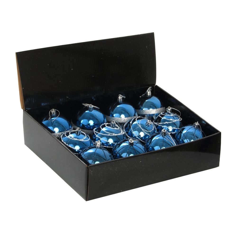 GAEM Набор из 12шт, Украшение новогоднее Шар "Синее вдохновение", D 8 см, L35 W27 H9 см
