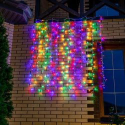 ULD-C3020-384-DTA-RC MULTI IP44 Занавес светодиодный. 3х2м. 384 светодиода. Разноцветный свет. Провод прозрачный. Пульт ДУ в-к. TM Uniel