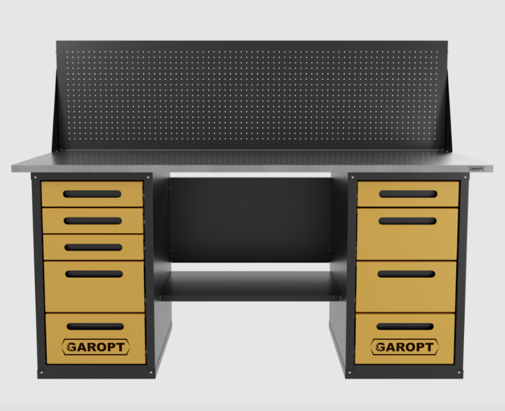Верстак двухтумбовый 4 ящиков /5 ящиков с экраном 1800*700 желтый GAROPT, GT1800Y4Y5PP.yell