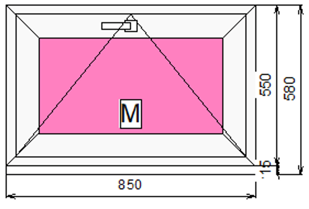 Пластиковое окно 550 х850 фрамуга (форточка) ТермА Эко + Москитная сетка