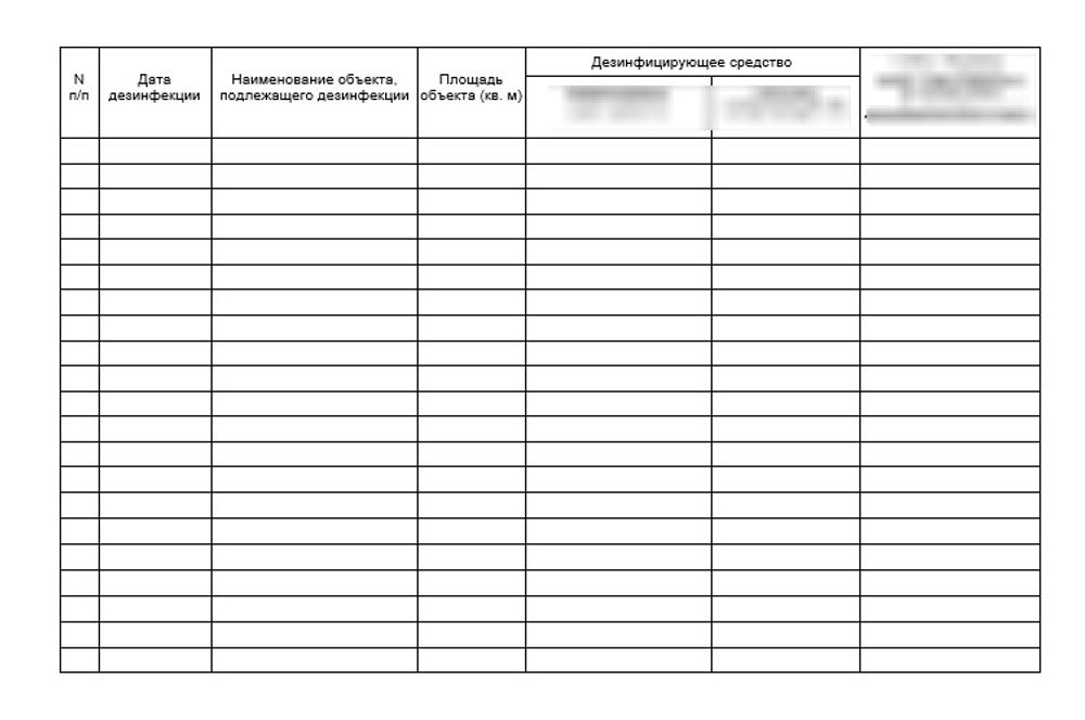 Журнал учета дезинфицирующих средств