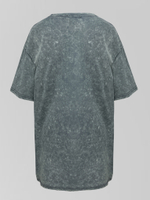 Футболка 9923 удлиненная с принтом из пайеток и надписью Rabbit