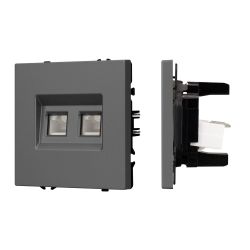 Механизм сдвоенной компьютерной розетки SCT-NOBE-MPC2-SFPL-GR (RJ-45, CAT6) (Arlight, Серый базальт) 054315