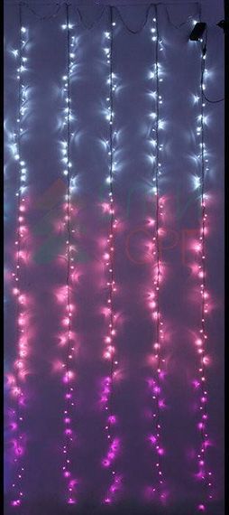 Занавес с эффектом бегущий огонь 2*1.6 м., 24V, 150 LED ламп бело - розового цвета, прозрачный провод, Beauty Led (ESI150-SH10-1WP)