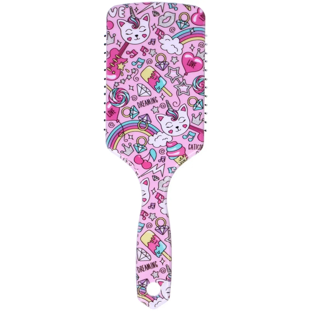 Расческа массажная прямоугольная форма «КОЛЛЕКЦИЯ ИМАНИ - ЭЛАНТРО», микс 4 дизайна, 24*7,5см (PVC упаковка)