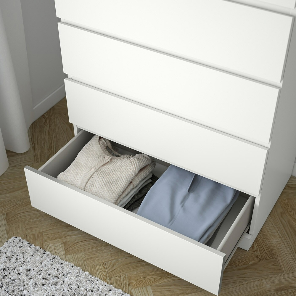 Комод MALM 80x123х48 Белый снег 8685 BS (6 ящиков) 80*48*125 см, Белый   Фиеста