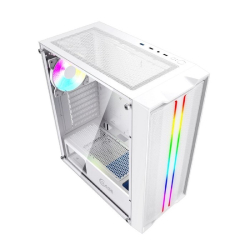 Корпус для компьютера Powercase CMIEW-F4S Корпус Mistral Evo White, Tempered Glass, 1x 120mm PWM ARGB fan + ARGB Strip + 3x 120mm PWM non LED fan, белый, ATX (CMIEW-F4S)